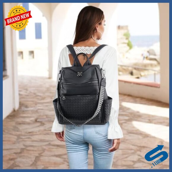 Faux Leather Backpack Purse Convertible Shoulder Bag Large Capacity Work Travel main image 7
